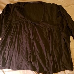 American Eagle bohemian black poet shirt size xl